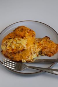 Cheesy pork chops cooked in the air fryer